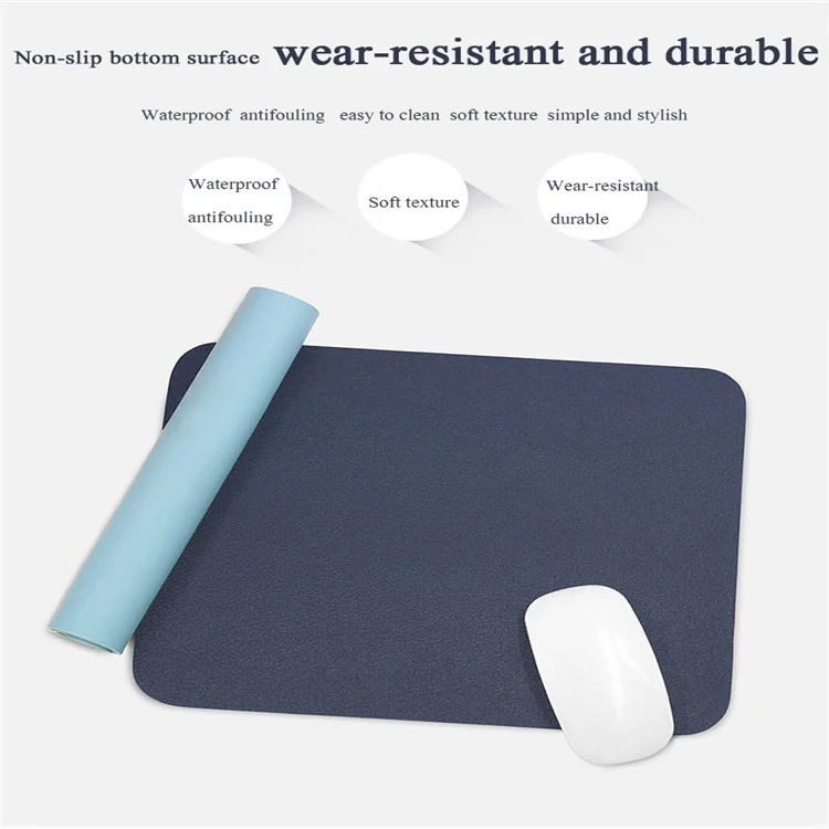 Best Small Size Solid color Waterproof PU Leather Laptop Mouse Mat Office Desktop Protector Mouse Pad For Laptop