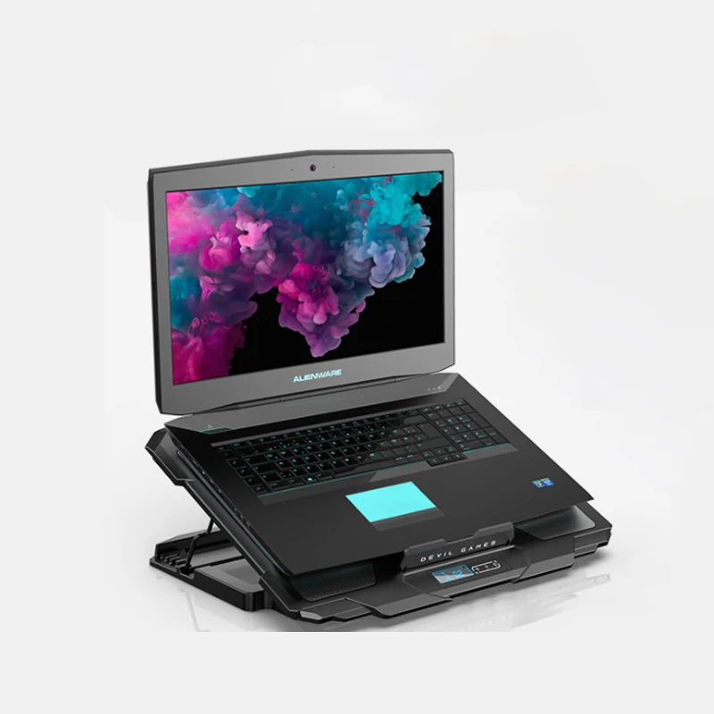 6 Levels Height Wind Speed Adjustable Gaming Radiator Notebook Cooler USB Laptop Cooling Pad With 5 Fans And LED Light