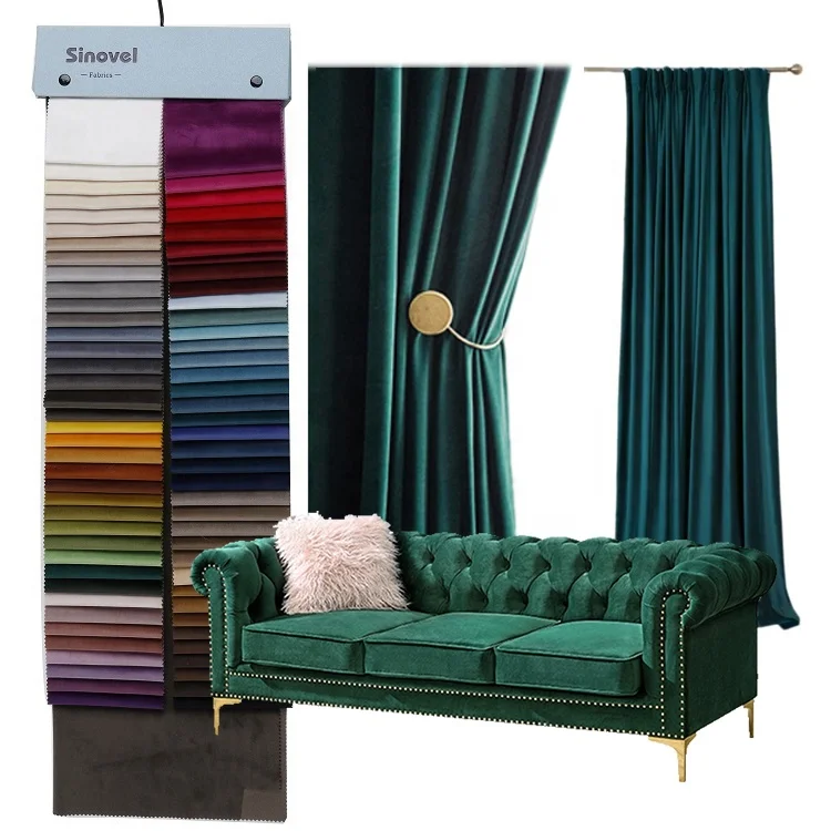 Home Textile luxury curtains european elegant velvet fabric solid colors design holland velvet polyester knit sofa fabric blue