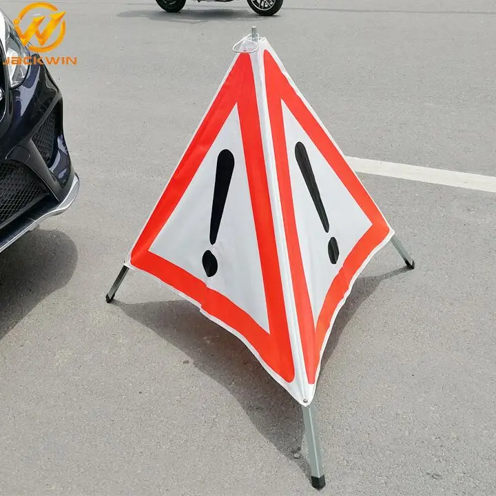 Road Traffic Safety Collapsible Tripod Warning Sign / Portable Road Foldable Warning Sign