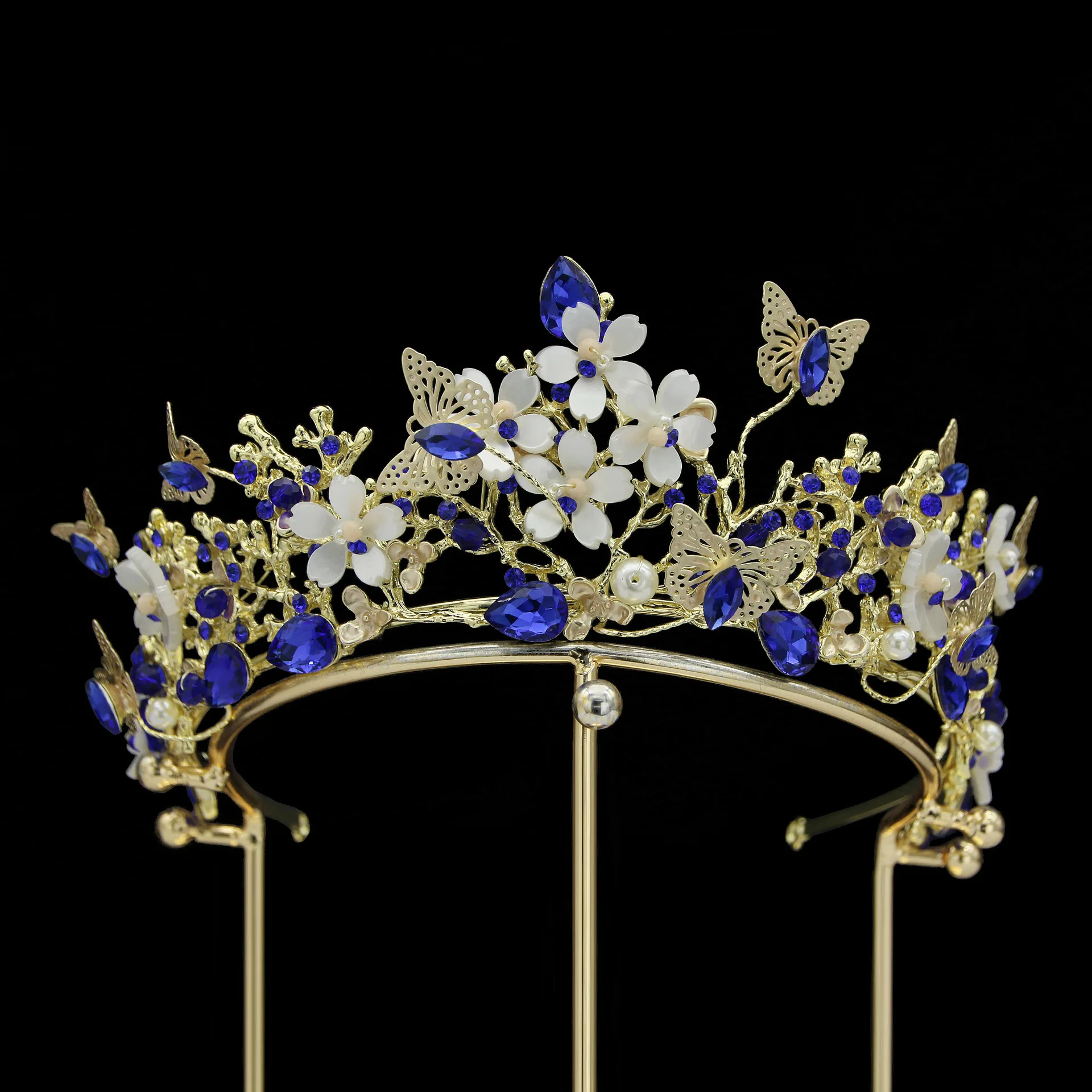 Bridal Crystal Butterfly Crown Headdress Baroque Alloy Rhinestone Crowns And Tiaras