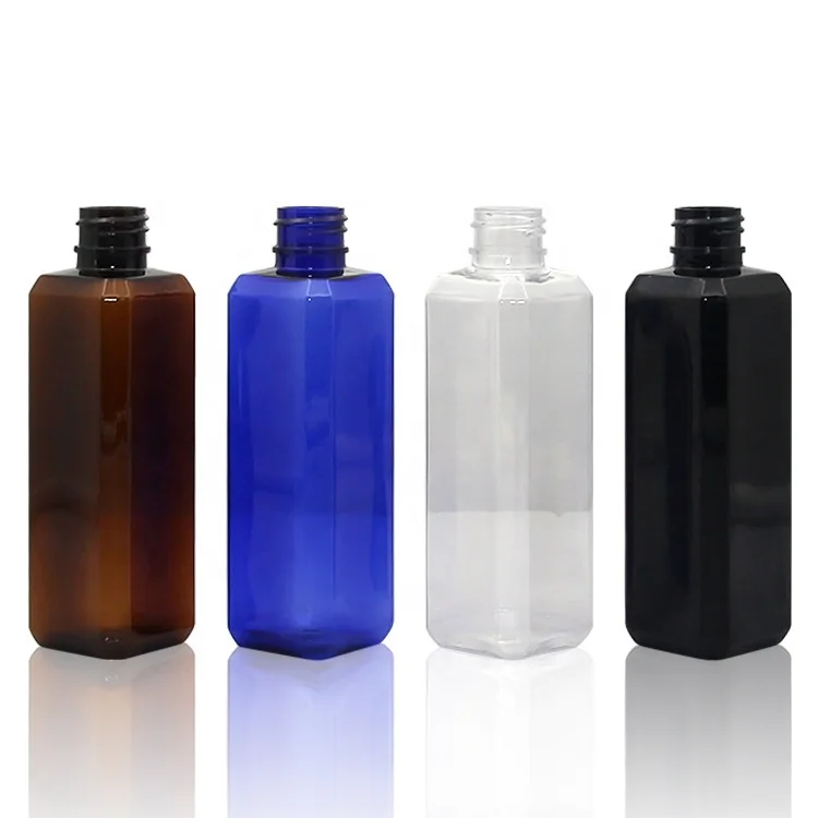 Cosmetic packaging 60ml 100ml 250ml PET square plastic bottle with 20/410 24/410 spray pump cap