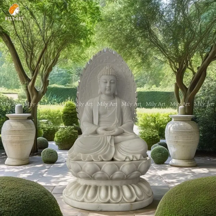 Wholesale Hand Carved Outdoor Decoration Marble Meditating Buddha Statue for Sale