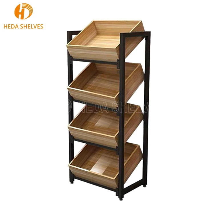 Retail Store Bake Bread Display Rack Fruits And Vegetables Snacks Products Display Stand Shelf