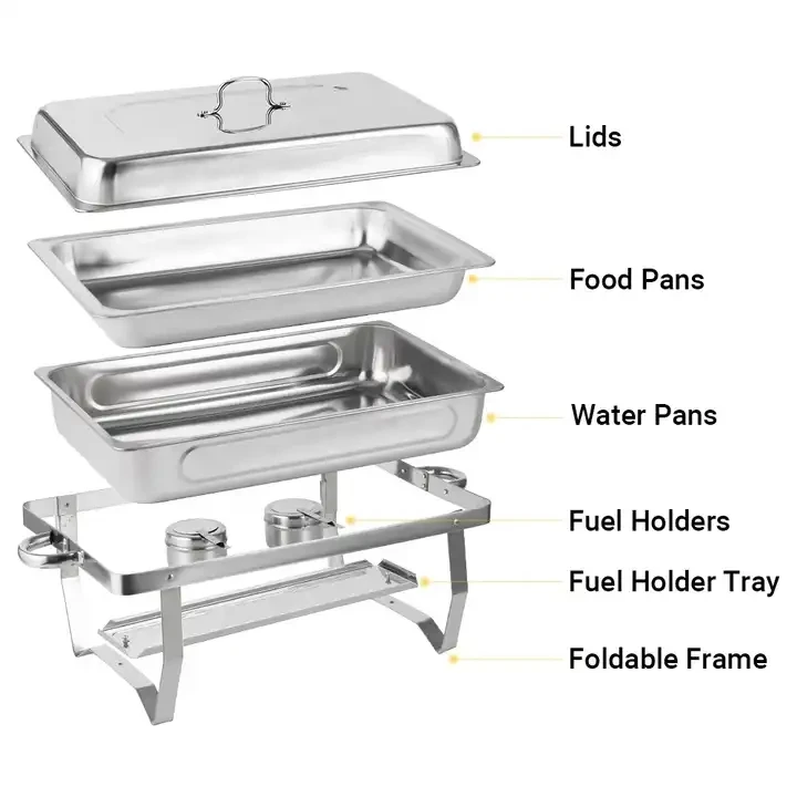 9L Stainless Steel Commercial  Heater Chafing Dish decorative fancy roll top chafing dish  buffet set gold chafing dish