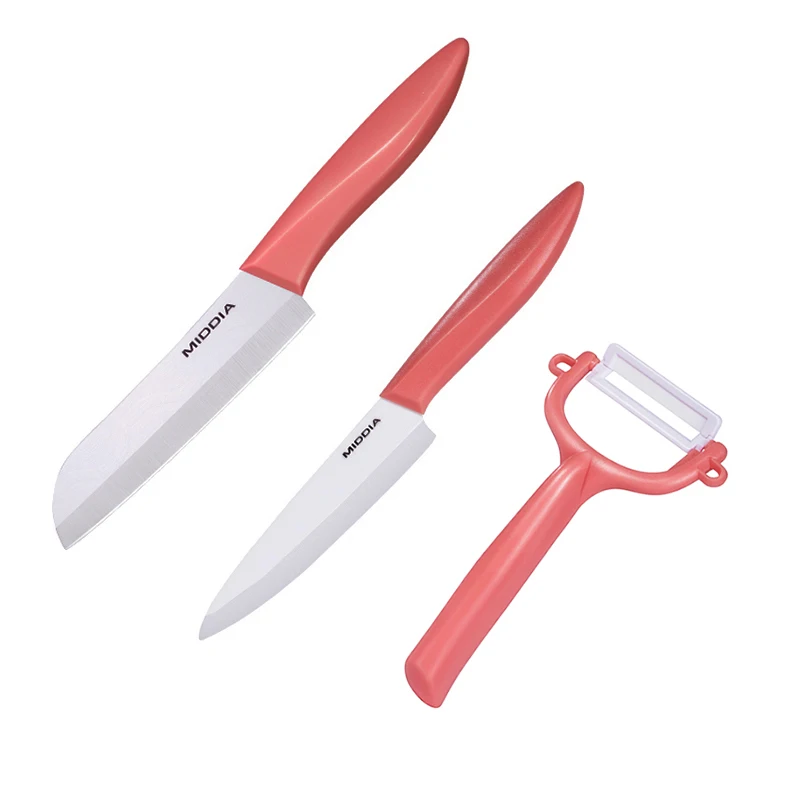 Ceramic Food Cutter 5 inch Kitchen Knives Set Three-piece Baby Food Fruit Knife 4.5 Inch PP Handle With Peeler