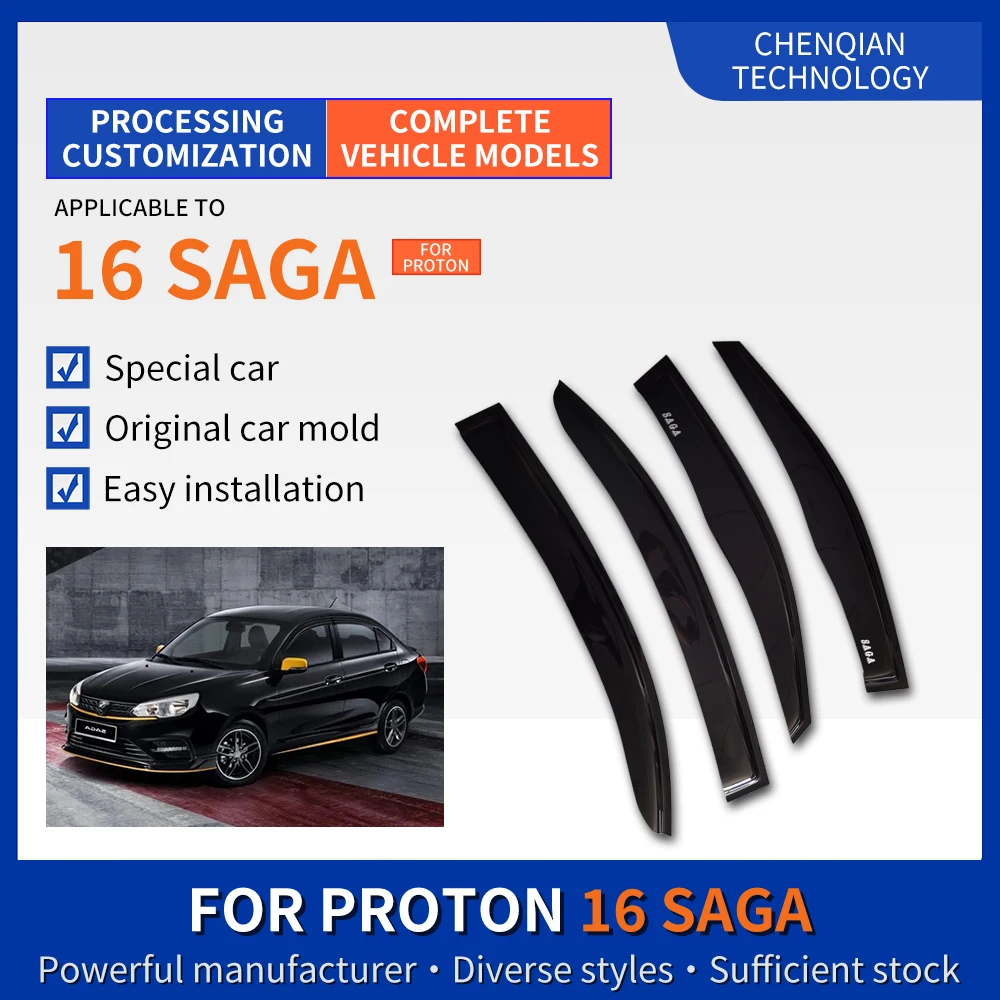 4 Pieces ABS Plastic Car Rain Guard Side Windows Sun Visor door visor For Proton 16 Saga