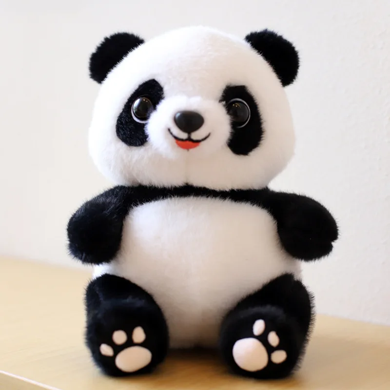 25cm Unisex Cute Simulation Panda Doll with Scarf Sweater and Plush Toy Usb Birthday OPP Bag Bear PP Cotton Filled Gift for Kids