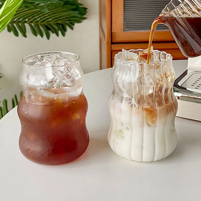 Glass Coffee Mug Breakfast Milk Mug Iced American latte cup Juice cold drink water cup