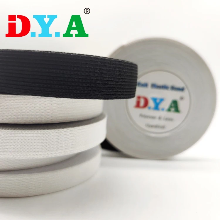 Large Stock Low MOQ Wholesale Price 1CM~7CM Black and White Crochet Elastic Waistband Knitted Elastic Band for Clothes Sewing