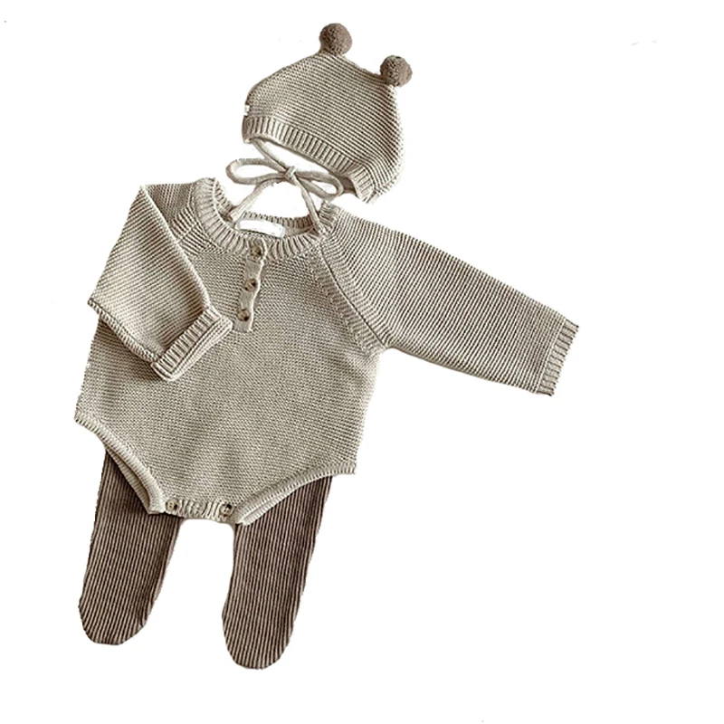 merino wool custom baby boys girls long sleeve knit jumpsuit socks set