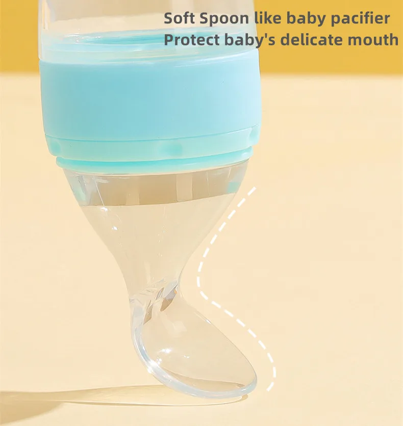 2023 Hot sales Factory cheap price Soft flexible squeeze babi bottle spoon silicone baby products feeder spoon bottle