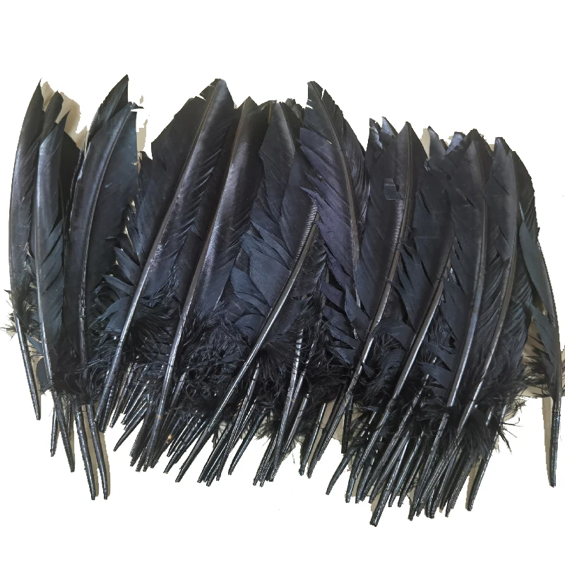 Natural Turkey Feathers Black Turkey Quill Feather for Dance Costumes Making Carnival Dressing Decoration