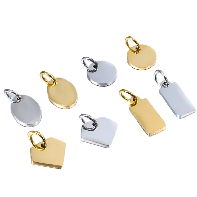 OEM Custom Mirror Polished Blank Stainless Steel Jewelry Metal Personalized Engraved Logo Tags Charm For DIY Making Jewelry