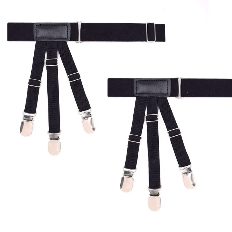 High Quality Adjustable Elastic Garter Belt Shirttail Bracket Holder Men Shirt Stay with 6 Anti Slip Lock Clip