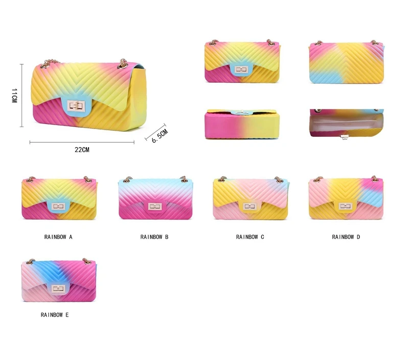 2022 PVC jelly bags rainbow purses and handbags luxury handbags for women