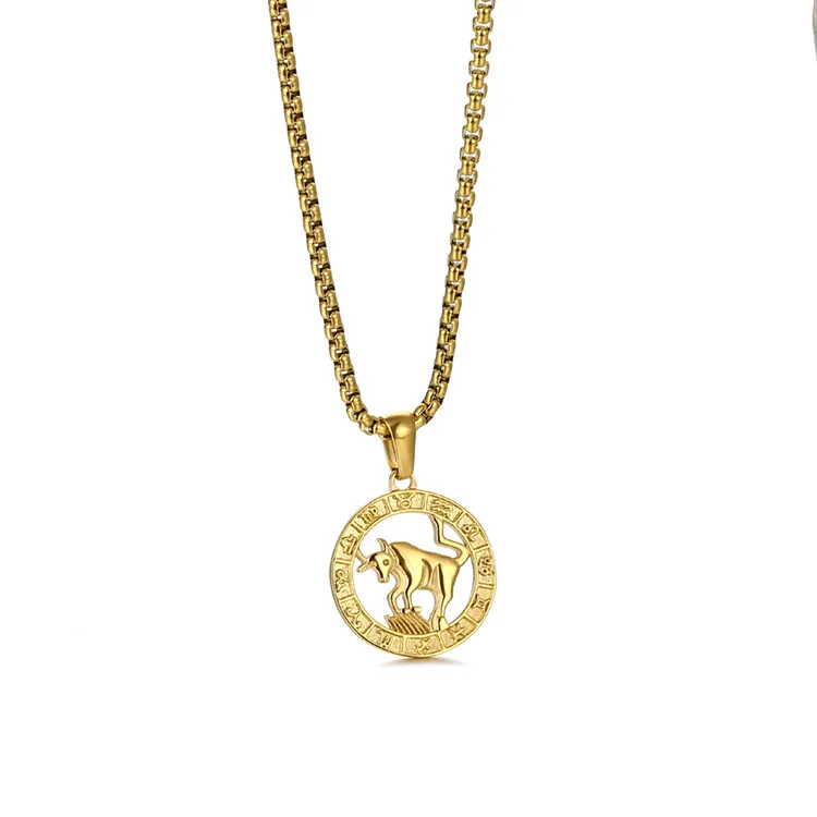 Personalized custom stainless steel astrology zodiac necklace