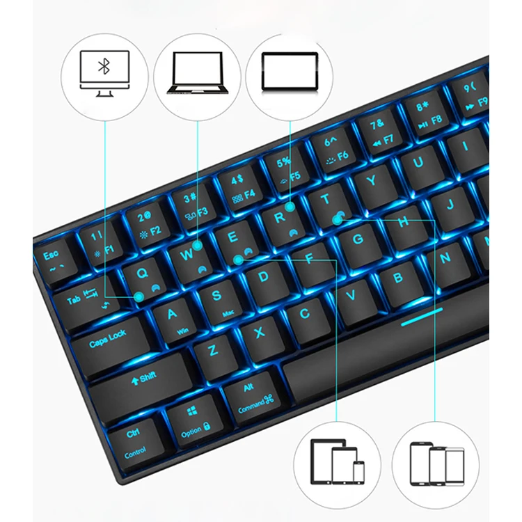 Беспроводная и Проводная Двухрежимная игровая Rgb клавиатура с 71 клавишами эргономичная горячей заменой сменная механическая арабским языком