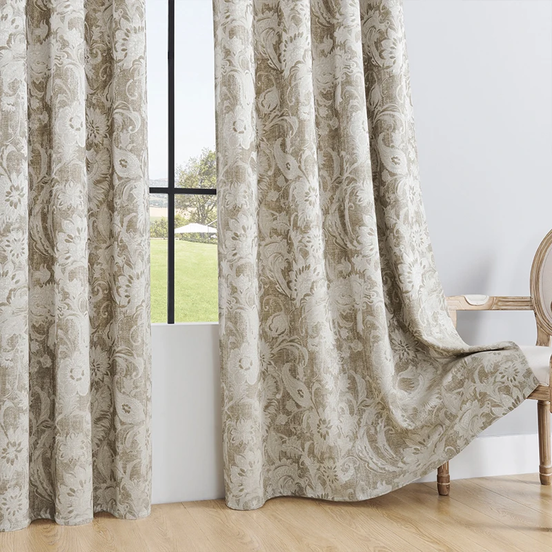 Wholesale 100% blackout material jacquard curtains for bedroom living room quality curtains