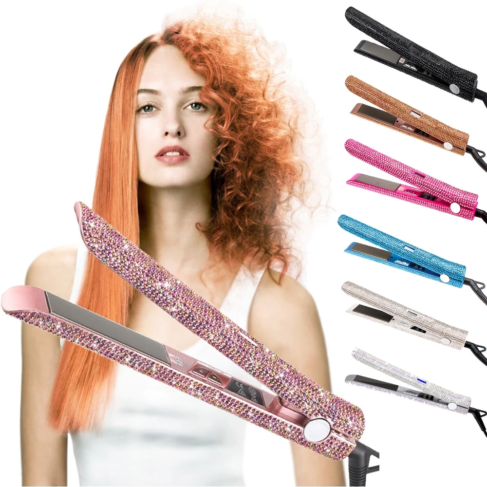 
Brand Private Label Bling Hair Straightener Flat Irons Personalized 450F Multi-Function Hair Styler Tourmaline Flat Iron Tools 
