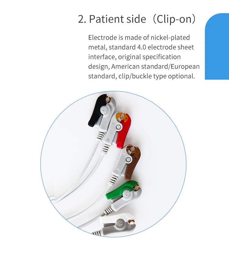 Custom Electrode Medical Snap Button 10 6 3 Lead ECG Cables