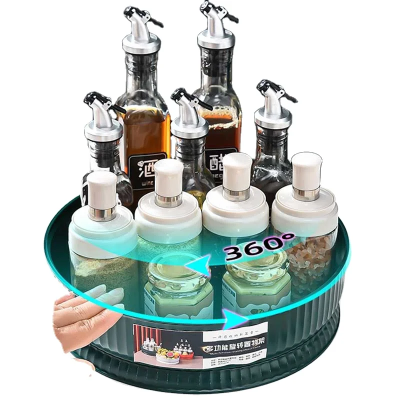 Condiment Jar Cosmetic Bottle Snack Tray Lazy Susan Turntable Organizer for Kitchen Rotating Spice Rack kitchen tools organizer