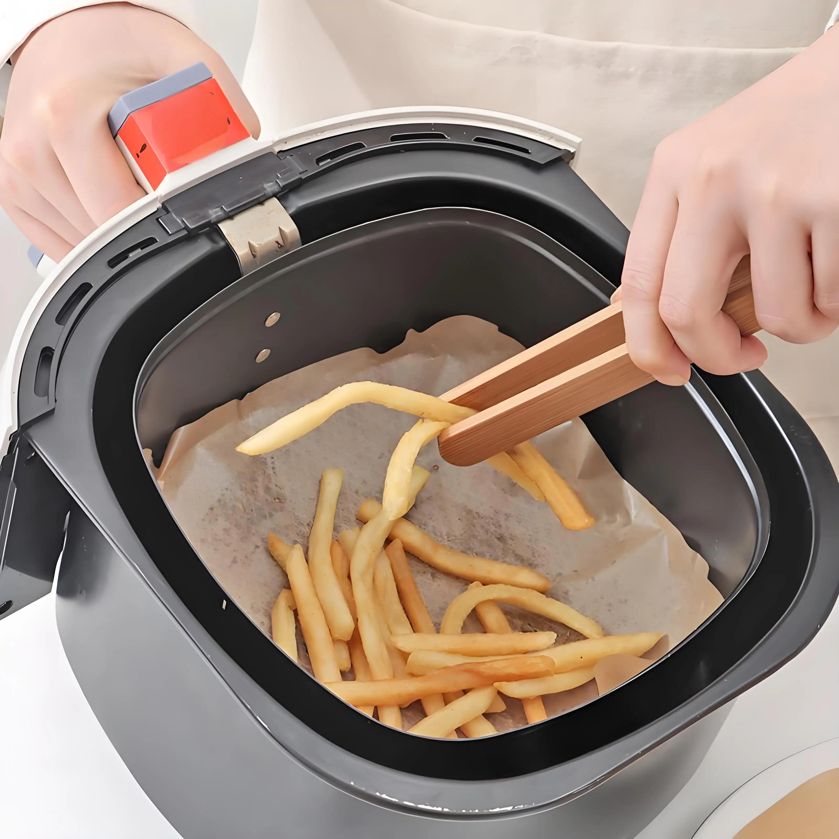 Large Air Fryer Disposable Paper Liners Square 9 Inch For Baking Roasting Microwave Barbecue Wood Pulp Double Sides Silicone Oil