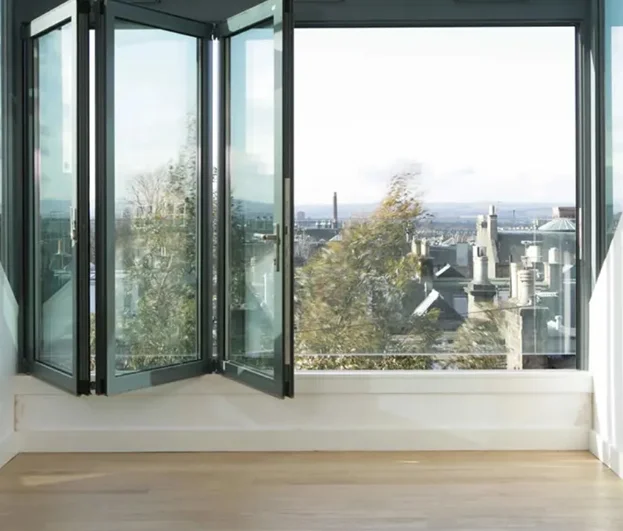 Modern Folding Windows New Design Double Glazed Glass aluminum frame Sliding glass window