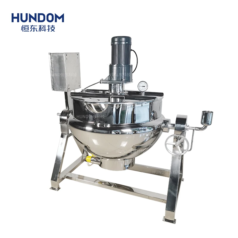 HUNDOM Stainless Steel Heating industrial cooking jacket Kettle with mixer fruit jam cooking machine