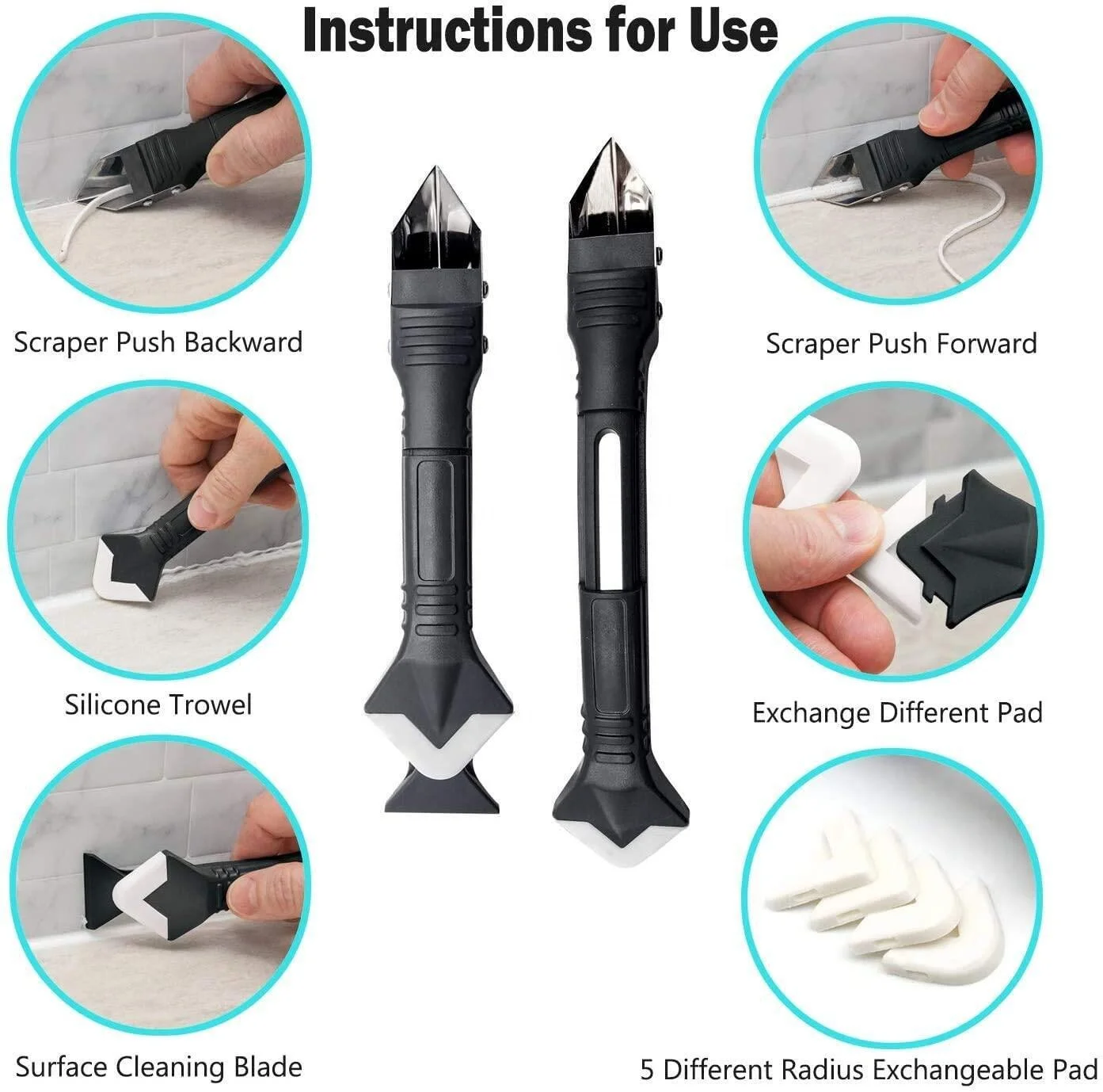 New product tools Popular Professional Caulk Tool Kit 3 in 1 Sealant Scraper and Trowel Silicone Sealant Finishing Tool
