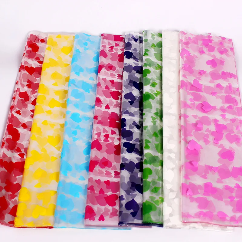 
Flower Wrapping Paper Cellophane Peach Heart Glass Paper OPP Waterproof Material Gift Wrapping Paper Wholesale 