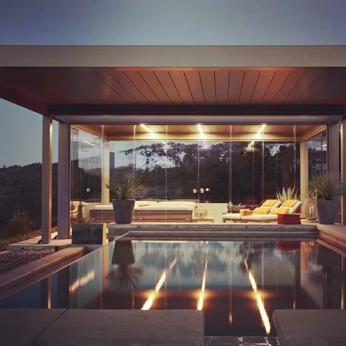 CLEARVIEW cantilevered pergula pergola glass roof outdoor wooden electric Aluminum Pergola for house