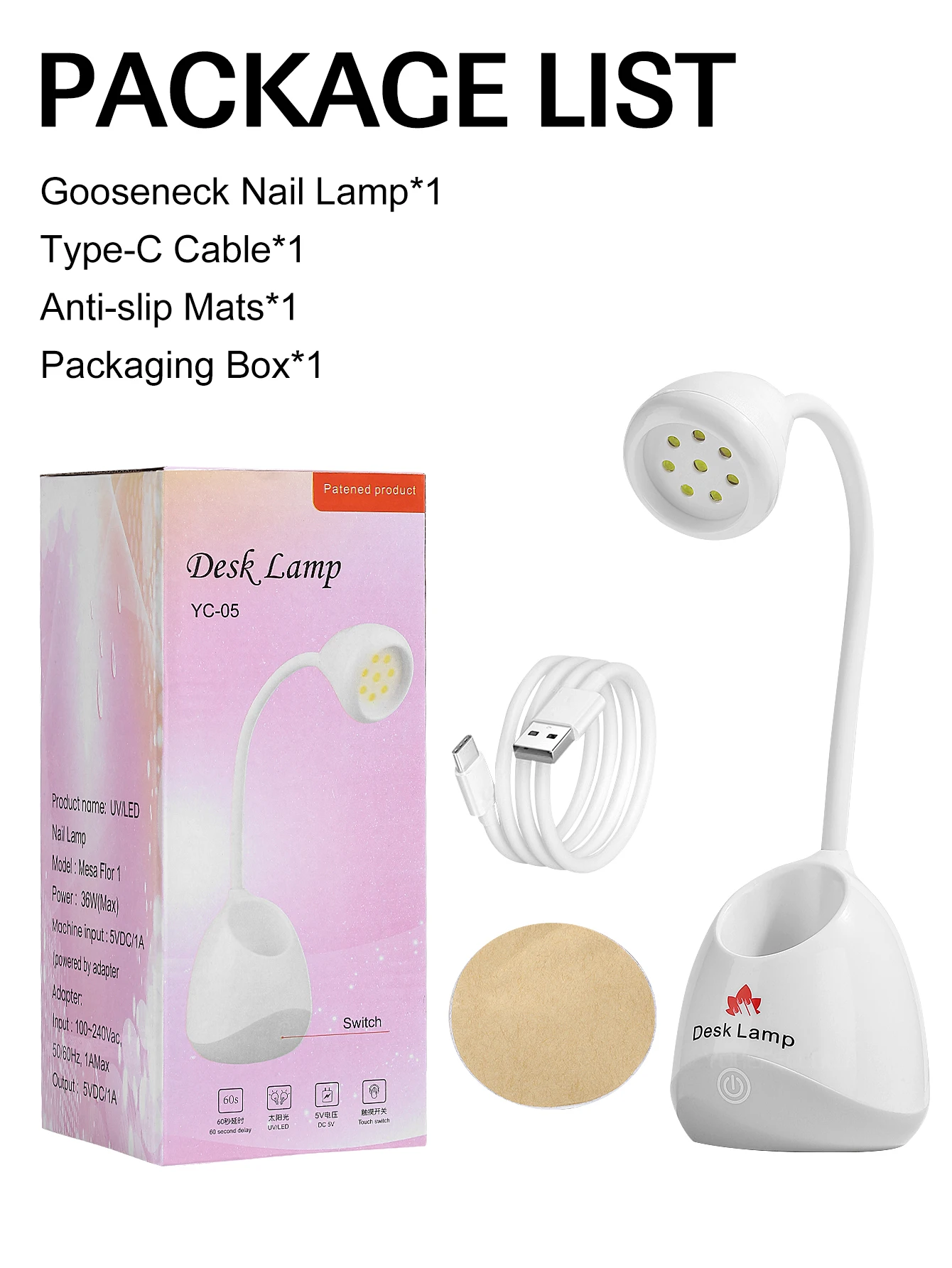 Rechargeable UV LED Nail Lamp Curing Nail Gel 36W Desktop Lamp Flexible Led Nail Lamp
