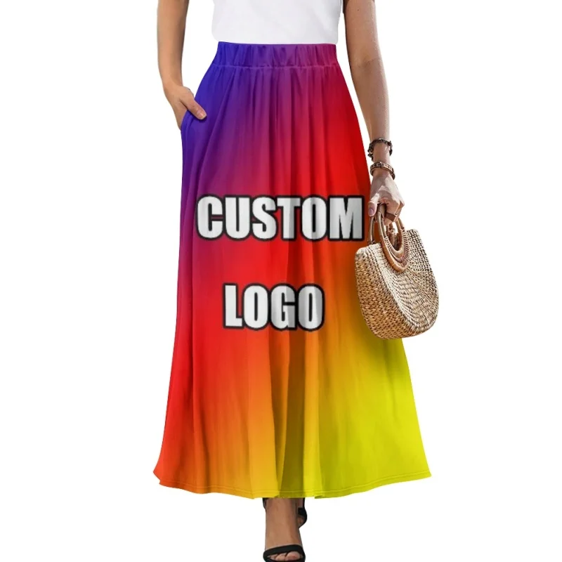 Hawaiian Naupaka Kuahiwi Long Skirt for Girls Low MOQ Print Dropship Summer Casual Maxi Comfortable Stylish Womans Pocket Gown