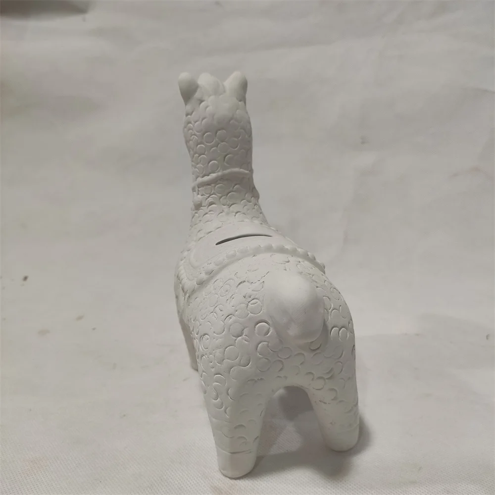 Hot Sale Cute White Alpaca Ceramic Money Box DIY Paint Ready Blank unpainted Animal Figures for Kids Money Saving Coin Bank