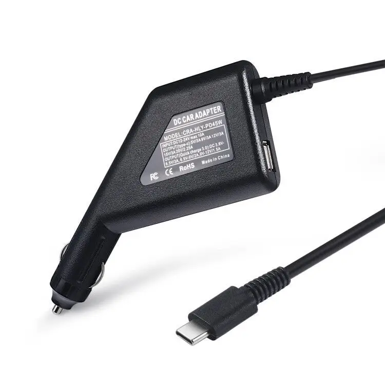 CE 65 Вт USB-C Type-C Ноутбук Автомобильное зарядное устройство для ноутбука HP Lenovo Asus благодаря зарядному устройству QC 3,0
