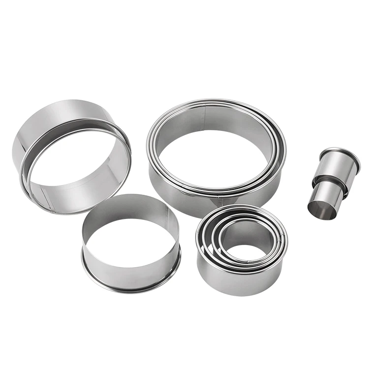 12pcs/Set Round Stainless Steel Mold for Mousse Biscuit Cookie Pastry
