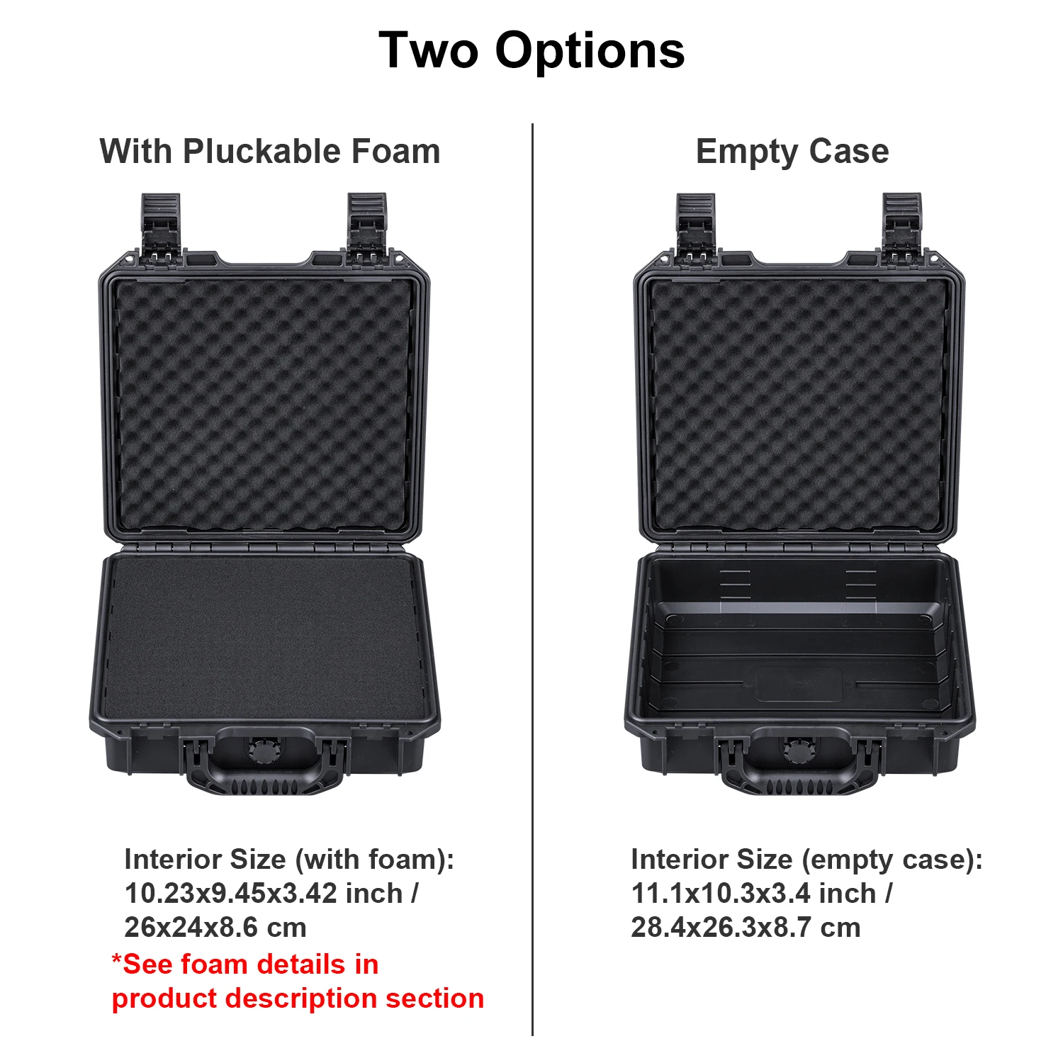 282609E Factory Universal Waterproof Hard Case Empty for Electronics and Tools, Interior Size 28.4x26.3x8.7cm