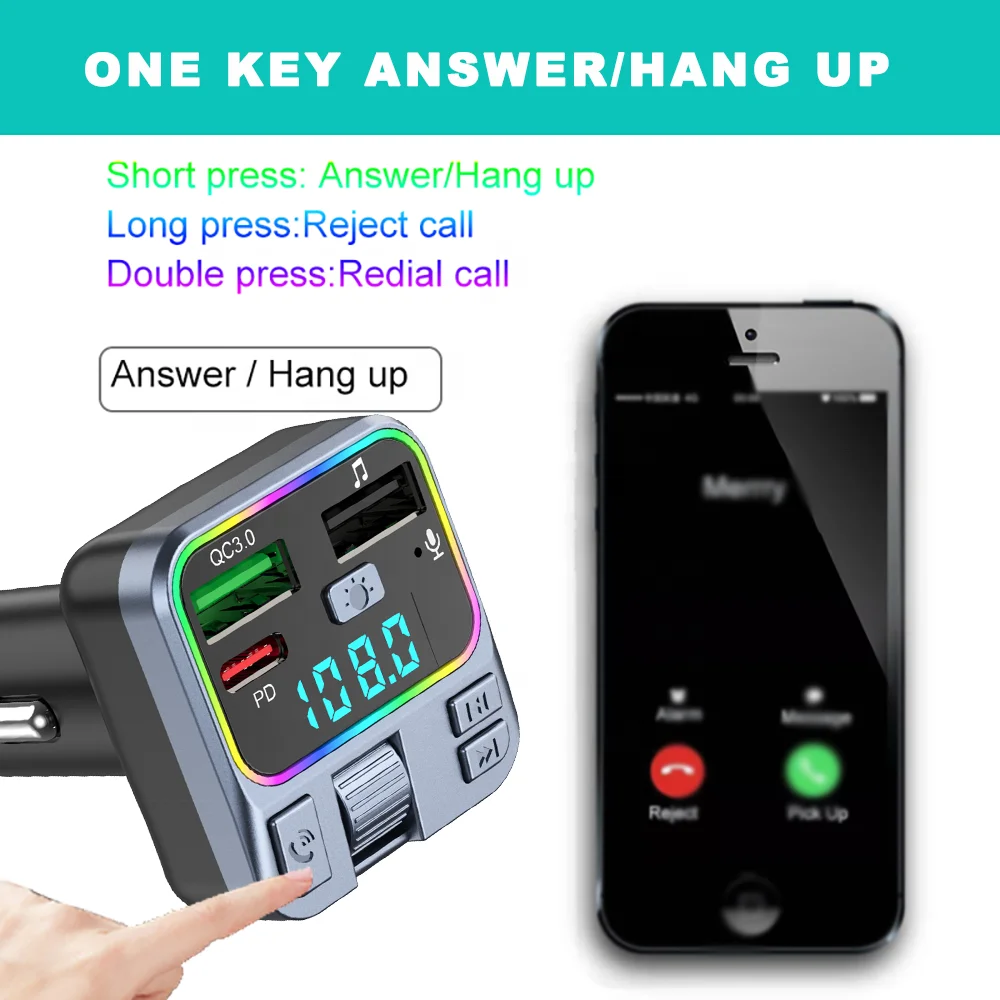 Bluetooth Car MP3 Player Kit Handsfree Audio Receiver PD 20W QC3.0 Dual Usb Car Charger FM Transmitter car mp3 player bluetooth