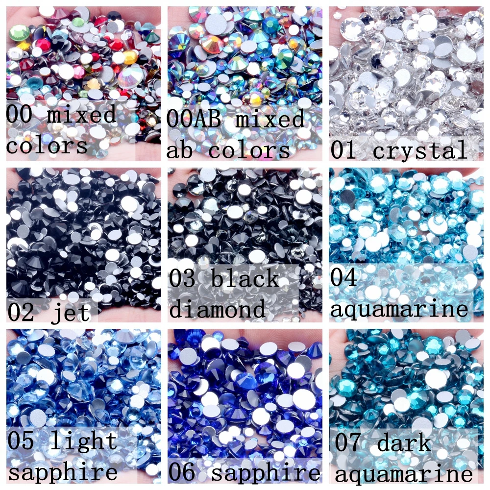 Wholesale Super Glitter SS5 14400PCS Crystal Stones Flat Back Nail Rhinestones 3D Non HotFix Nail Art Decorations Glass Manicure