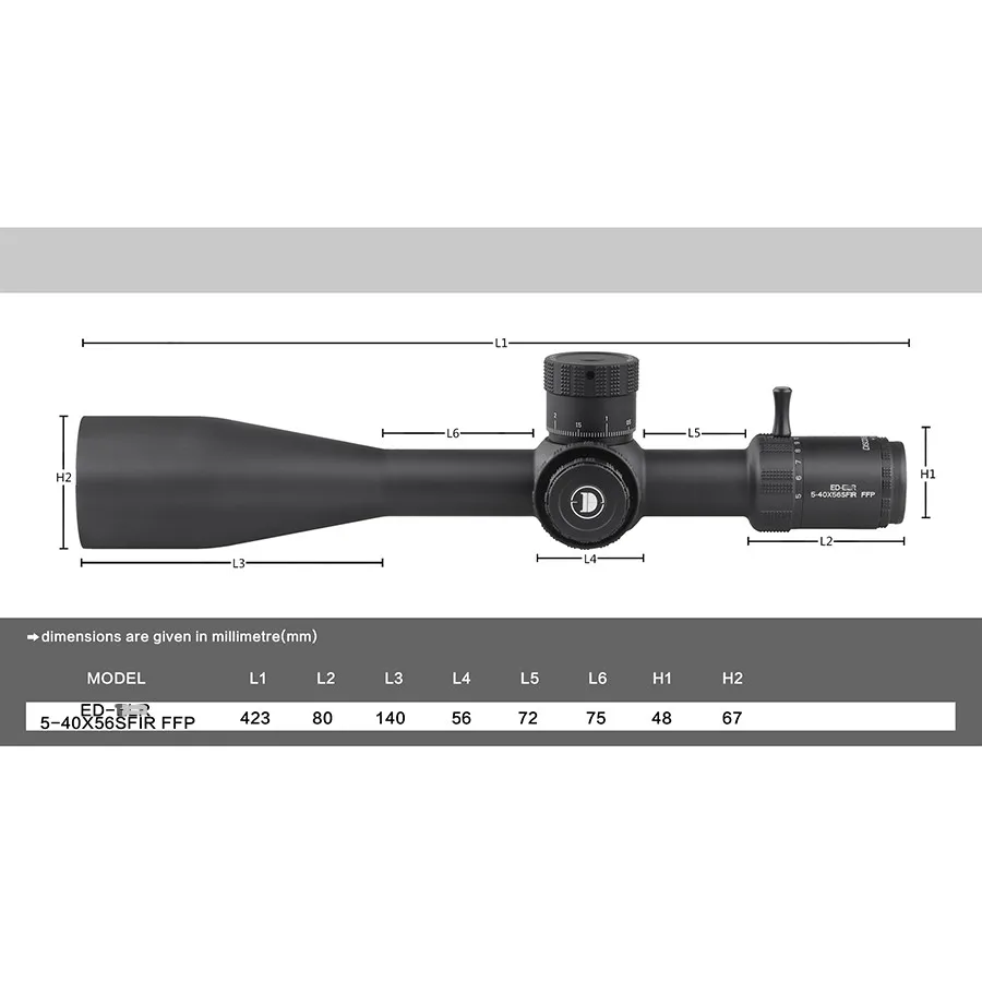 High Quality Hunting Scope with Shockproof  Optical Tactical ED-ELR 5-40X56SFIR FFP Optical Scope Long-Range Aluminum