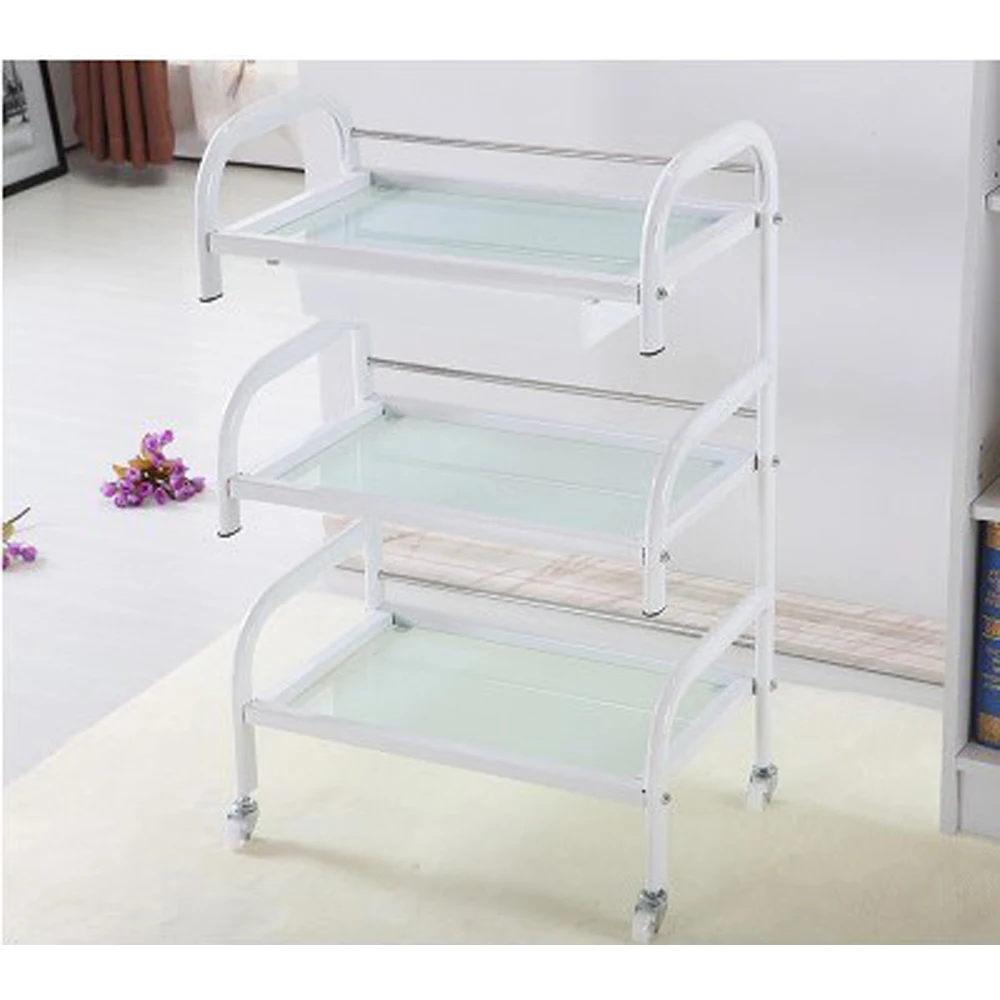 New hairdressing salon three floor trolley barber hair gadget cart glass beauty