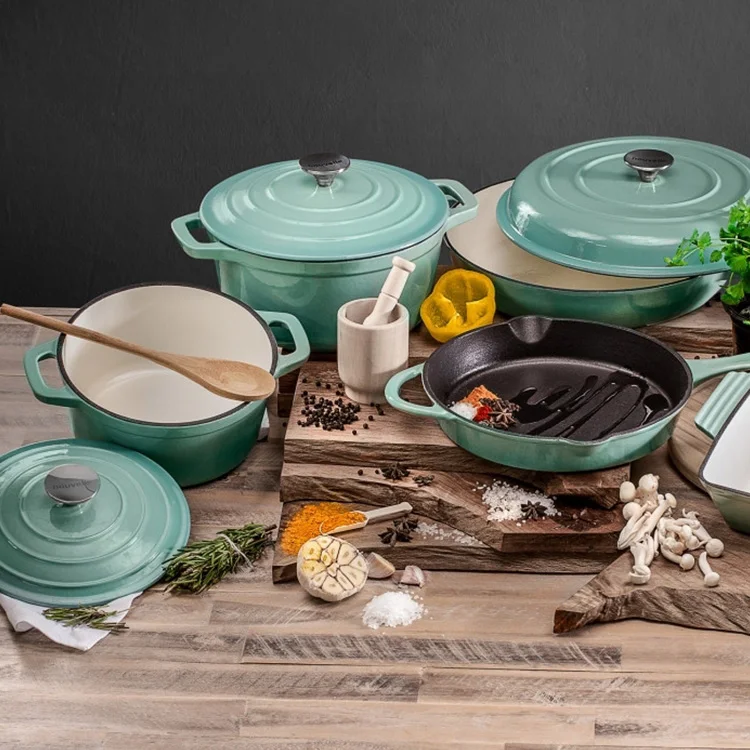 Кухонная эмалированная чугунная посуда набор из 5 предметов чугунные кастрюли премиум-класса для голландской духовки готовки