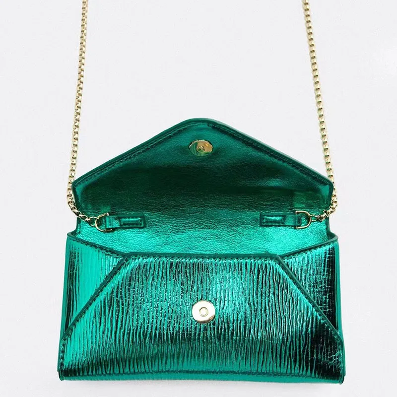 Newest Fashion Lady clutch party wedding purse with chain shoulder strap soft leather envelope bag