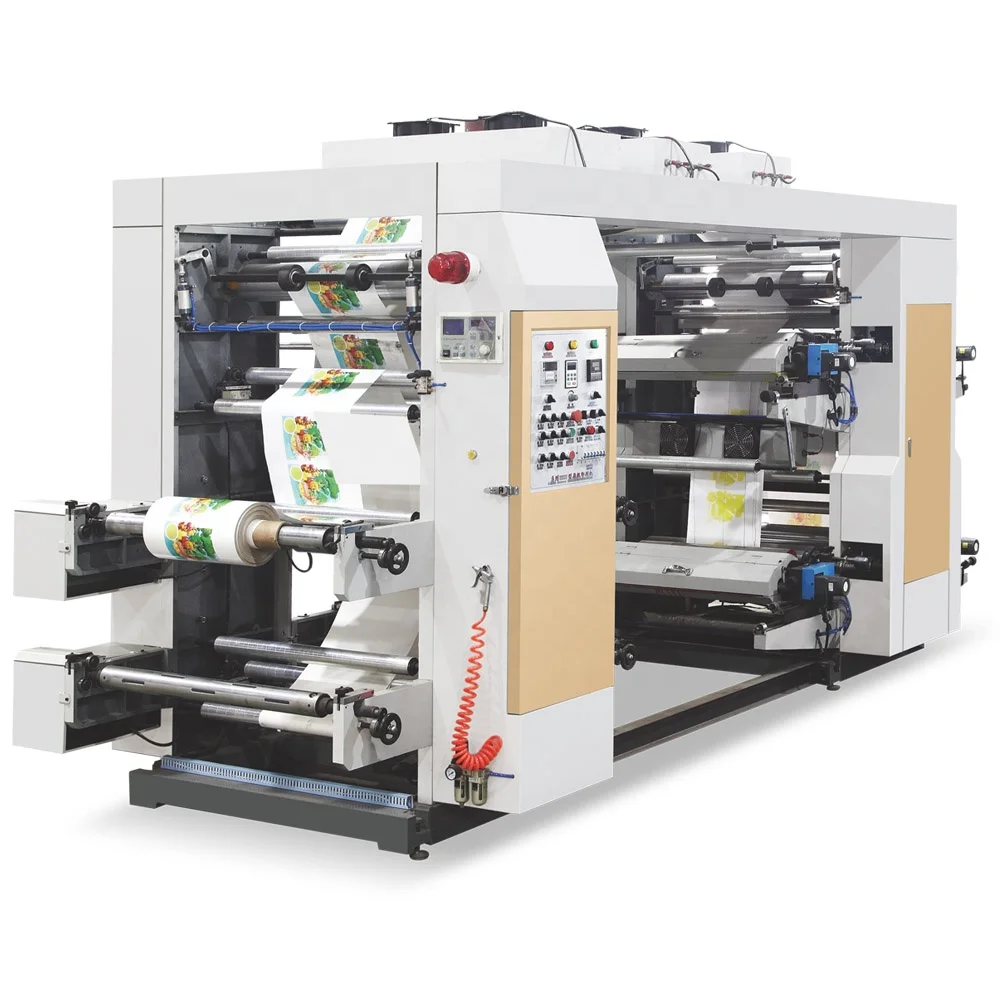 Plastic film Polythene LDPE HDPE T-shirt shopping bag roll 4 four colors flexographic printing machine letterpress printer Price