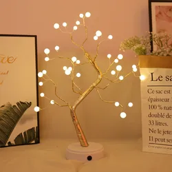 LED tree light with pearl table top lighted christmas tree copper 36L copper wire sparkling tree with lights
