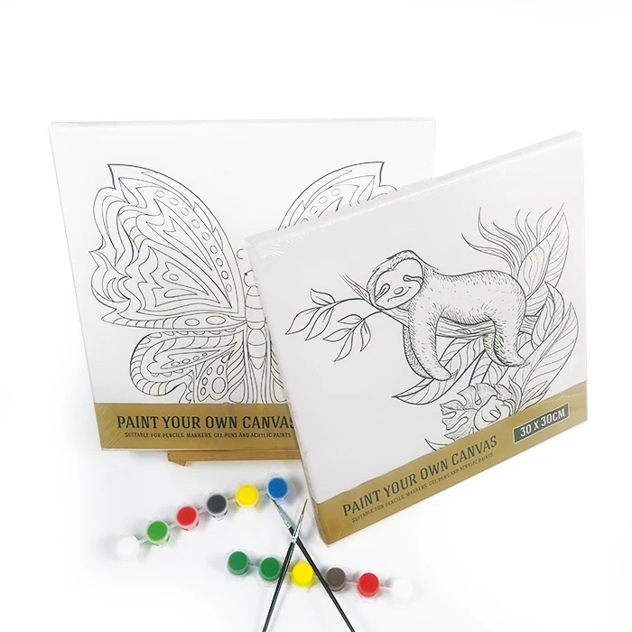 Best Selling Kids Painting Set Stretched Canvas Art Painting Educational Coloring Canvas