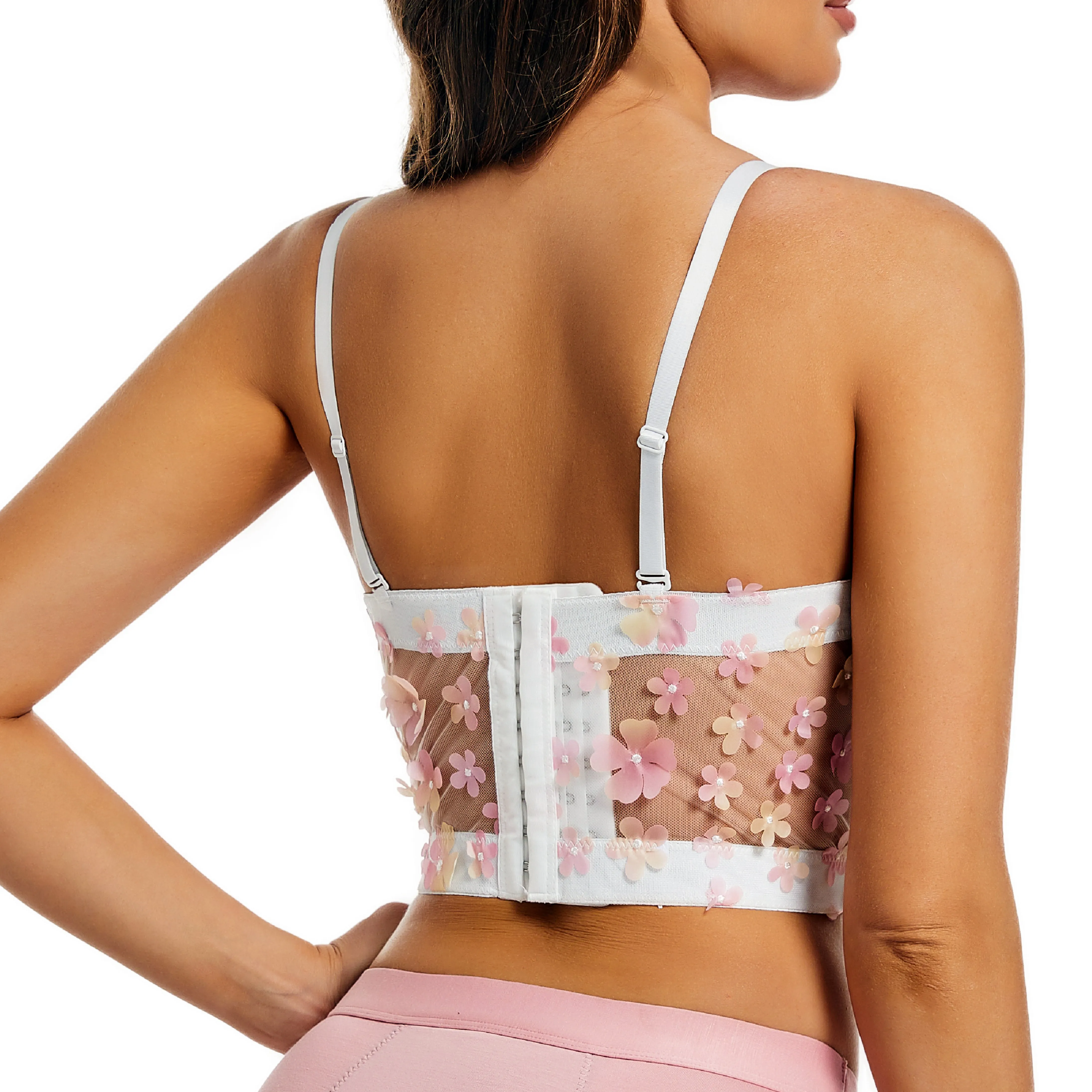 Hot Plus Size Transparent Strap Korean Hot girl Sexy Padded Push Up Girl Sexy Corset Bra Top Corsets Femme Korset Per Femra