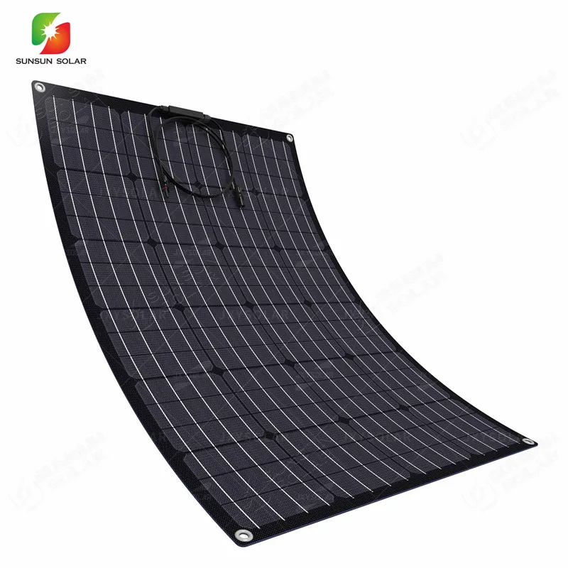 SUNSUN High efficiency ALL BLACK 110W 18V ETFE solar module monocrystalline cell semi flexible pv solar panel