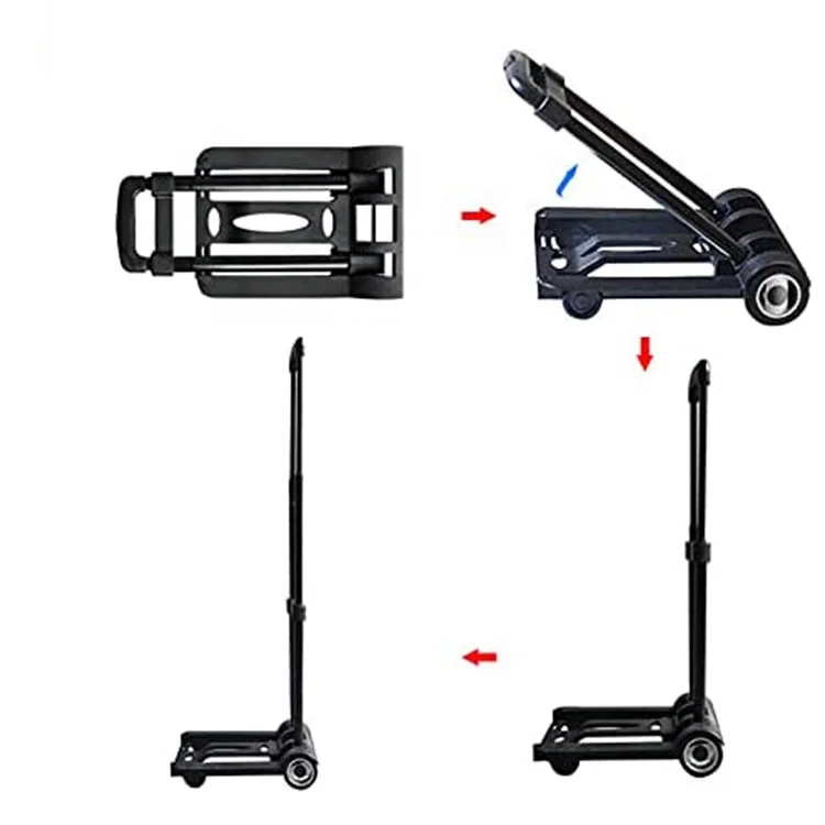 easy carry folding hand cart 40kgs lightweight portable shopping hand trolley L230xW320mm mini size retractable dolly cart